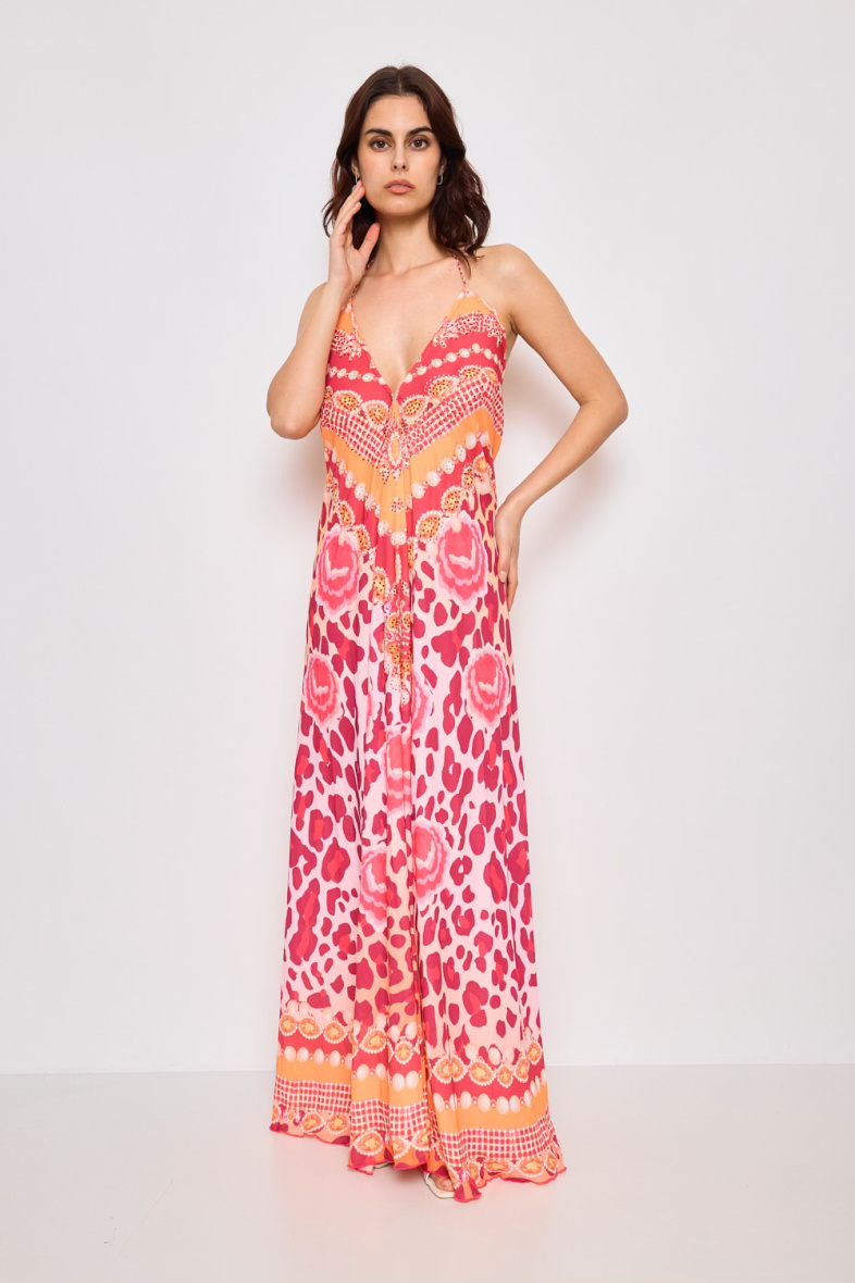 Wholesaler Frime Beachwear - Long backless dress with rhinestones