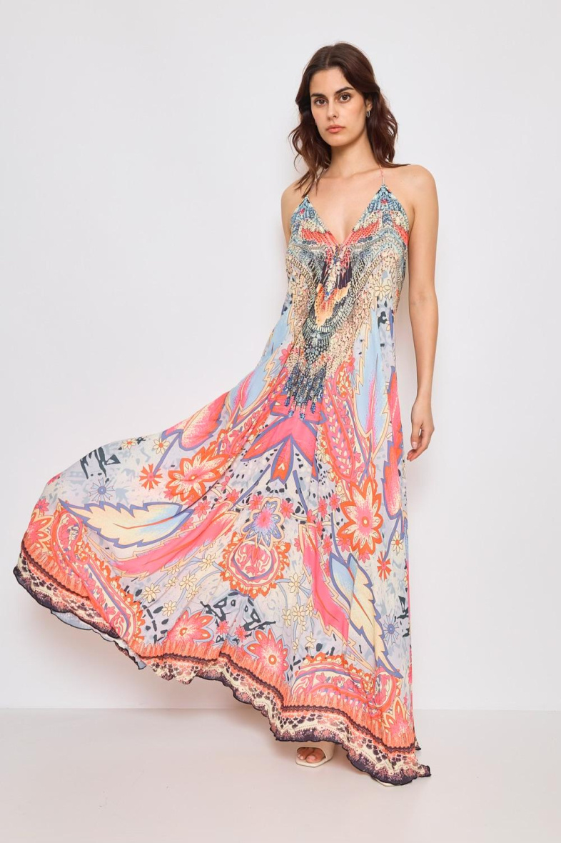 Wholesaler Frime Beachwear - Long backless dress with rhinestones