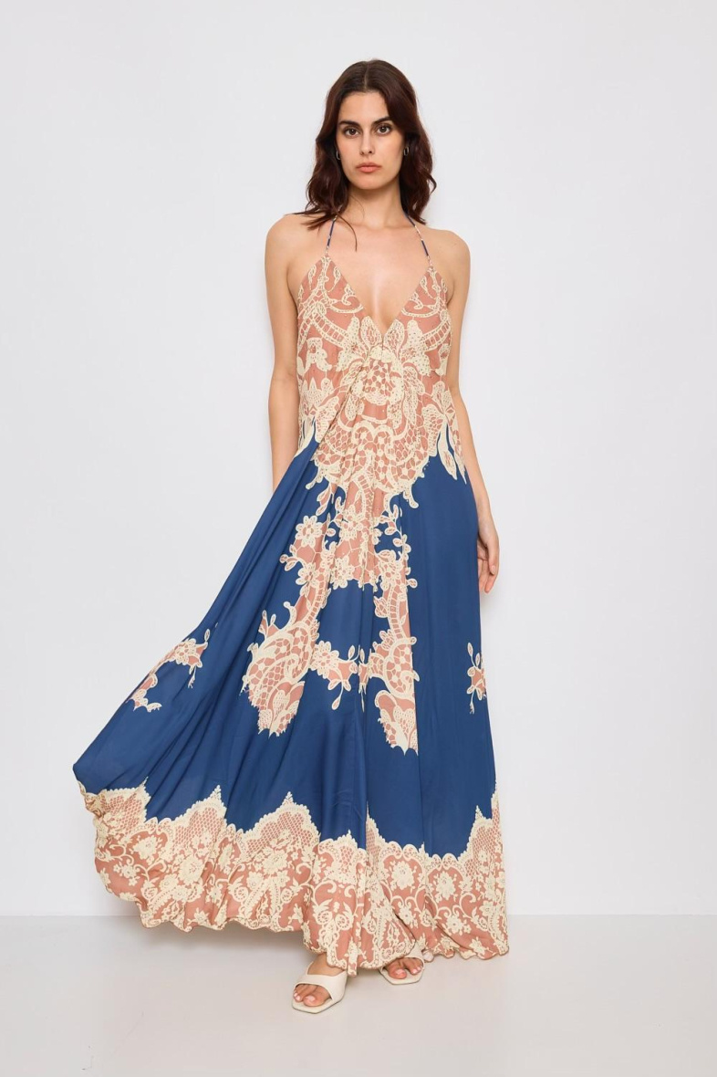 Wholesaler Frime Beachwear - Long backless dress with rhinestones