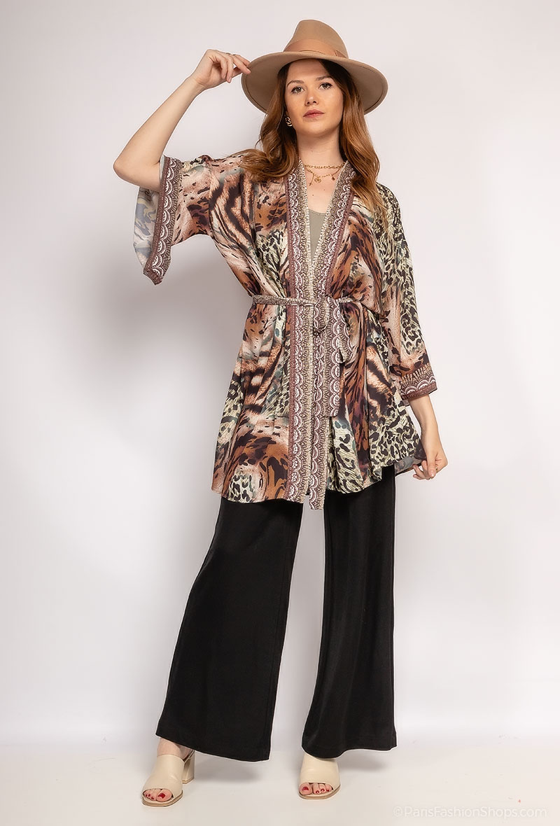 Wholesaler Frime Beachwear - Fluid tunic printed with rhinestones