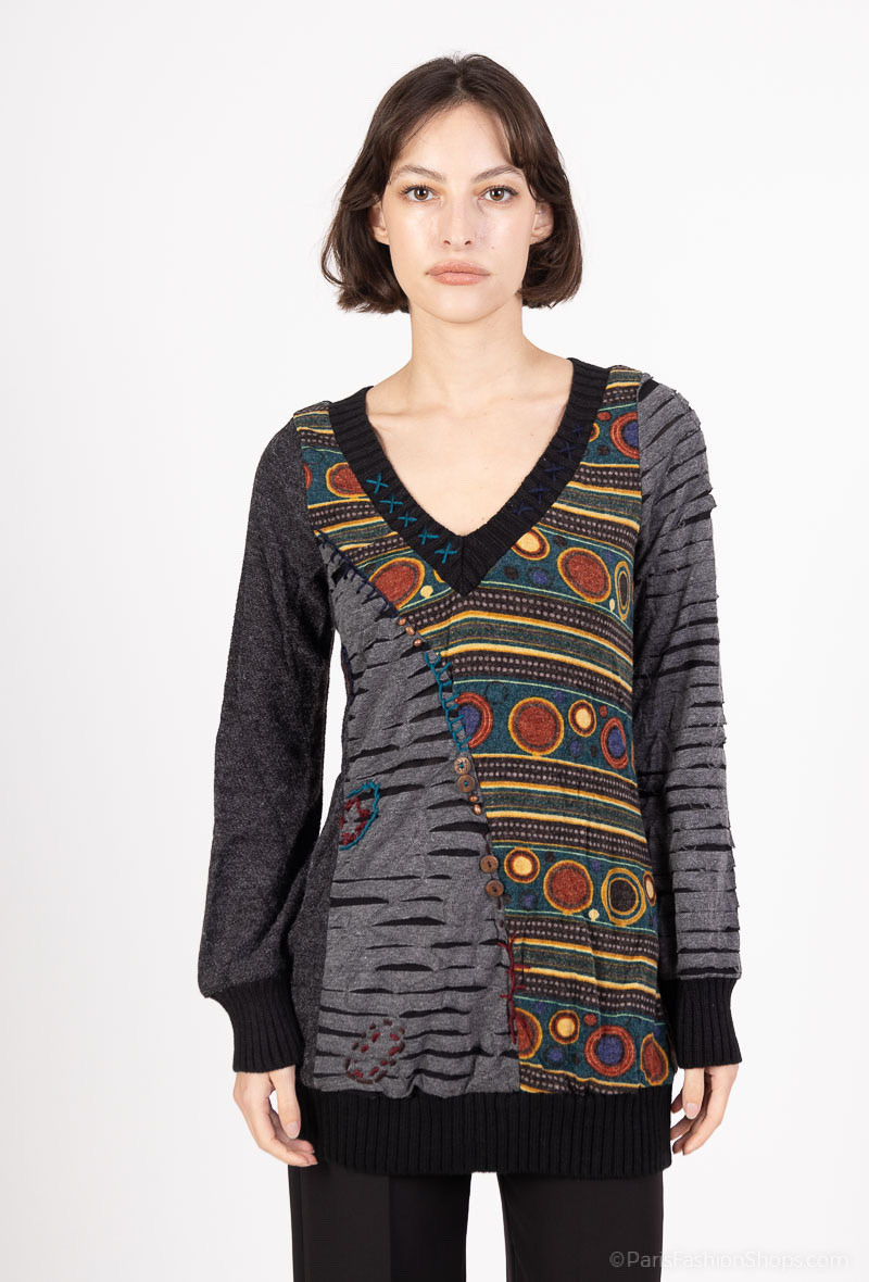 Mayorista Frime Outlet - Jersey largo de patchwork con estampados