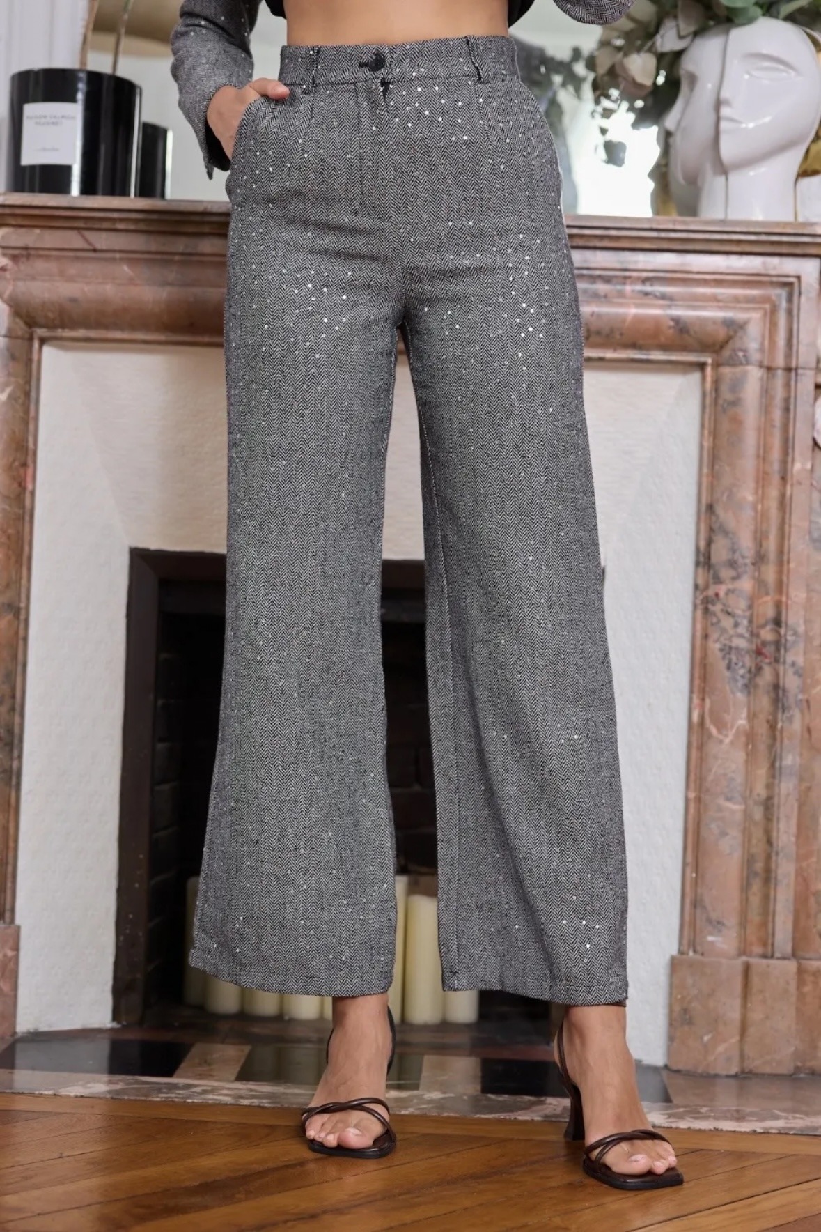 Mayorista Frime Paris - Pantalón recto con lentejuelas