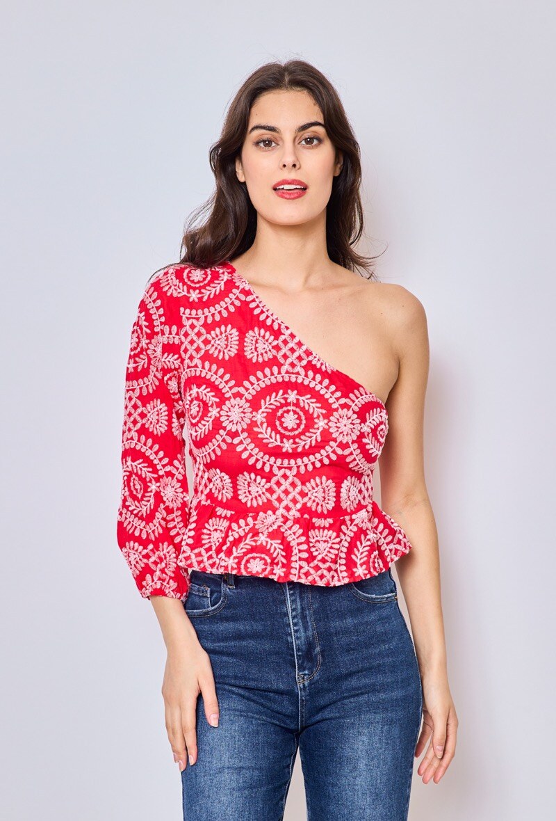 Grossista Frime Paris - Blusa ricamata a una spalla