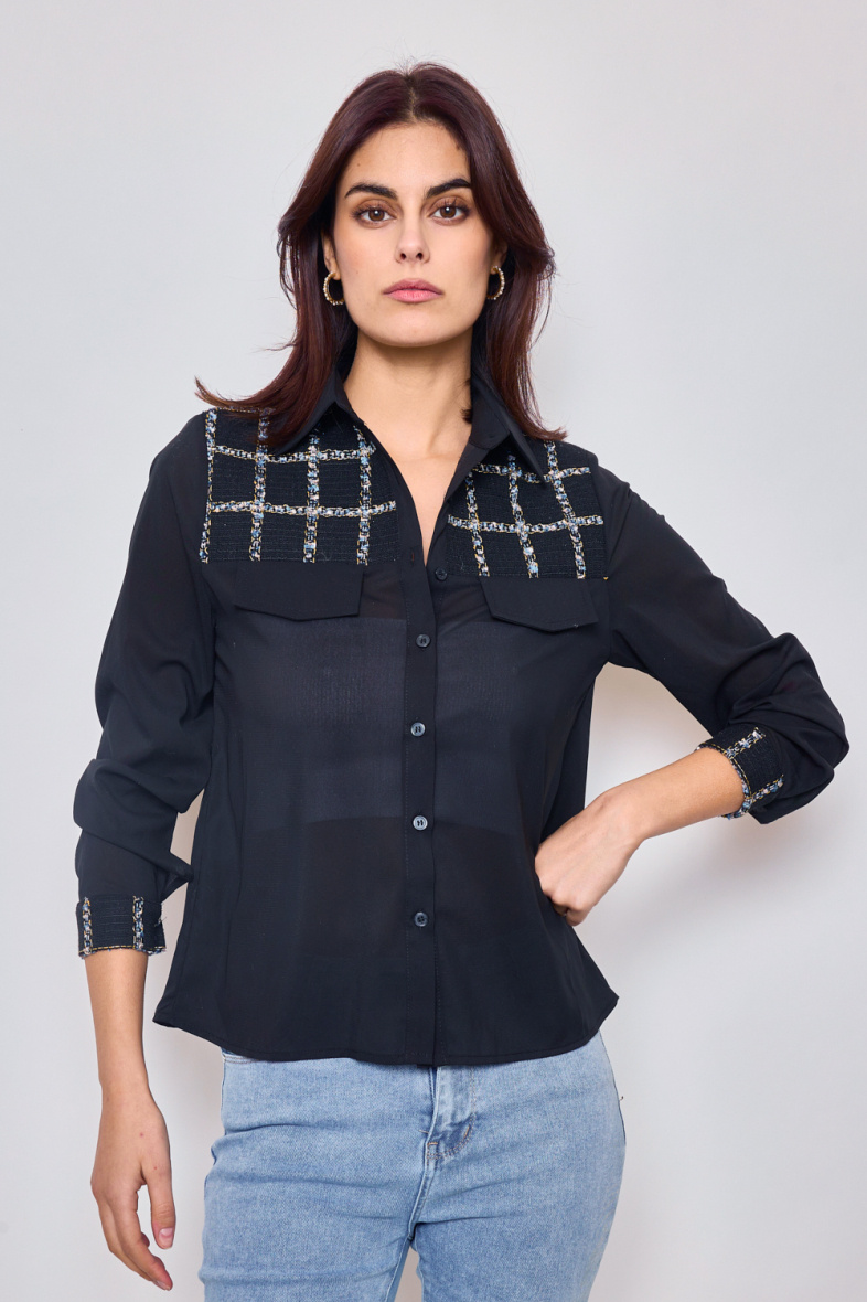 Grossista Frime Paris - Camicia fluida bicolore con tweed