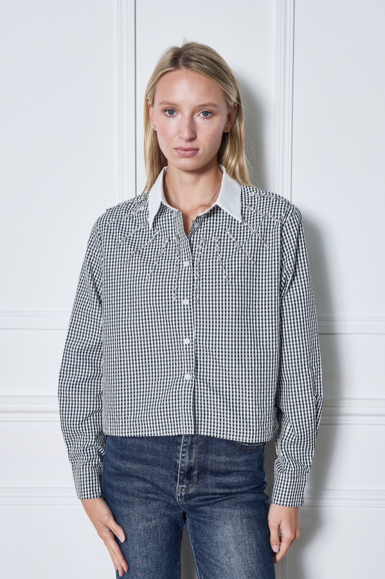 Wholesaler Frime Paris - Gingham shirt with rhinestones