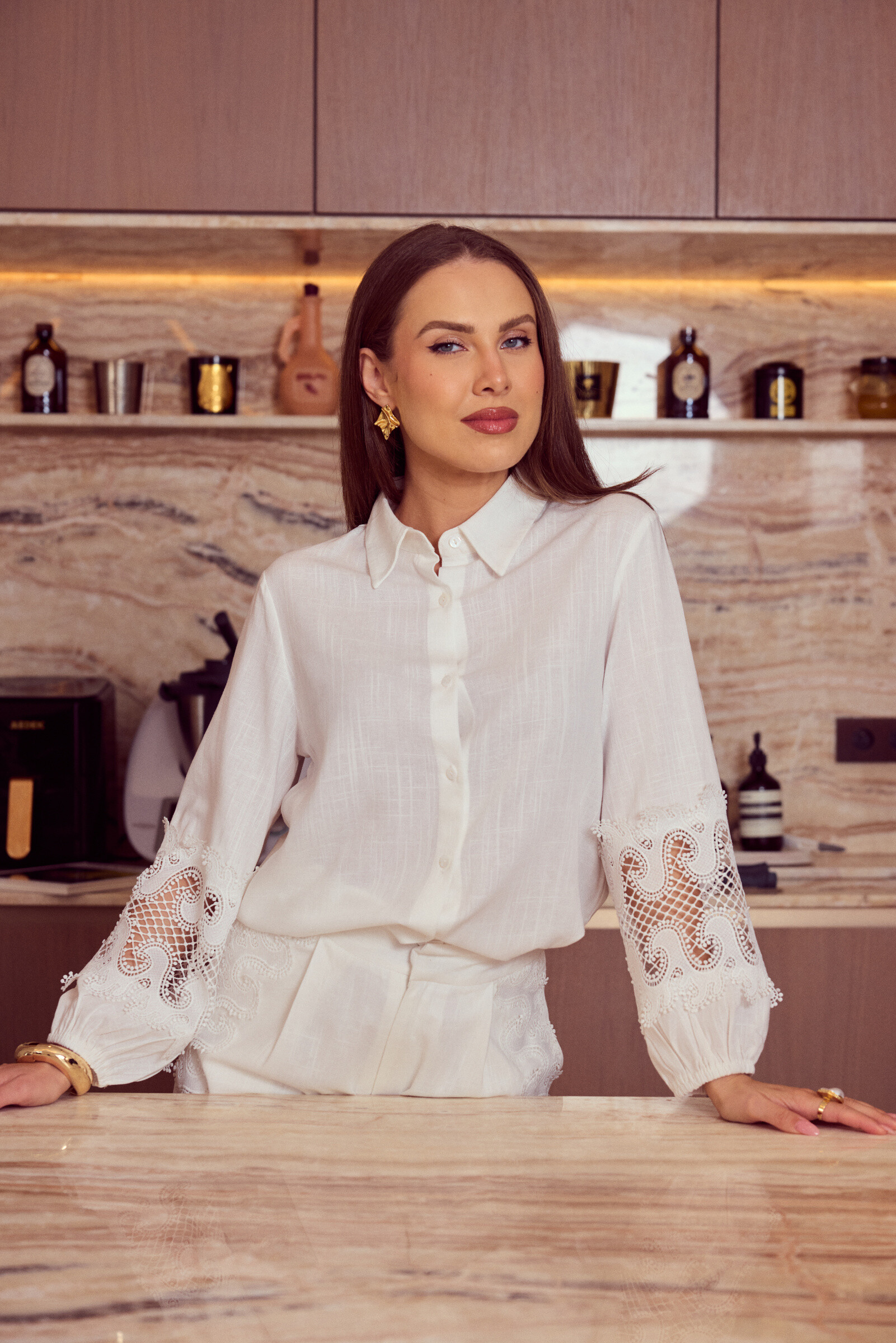 Wholesaler Frime Paris - Embroidered sleeve shirt