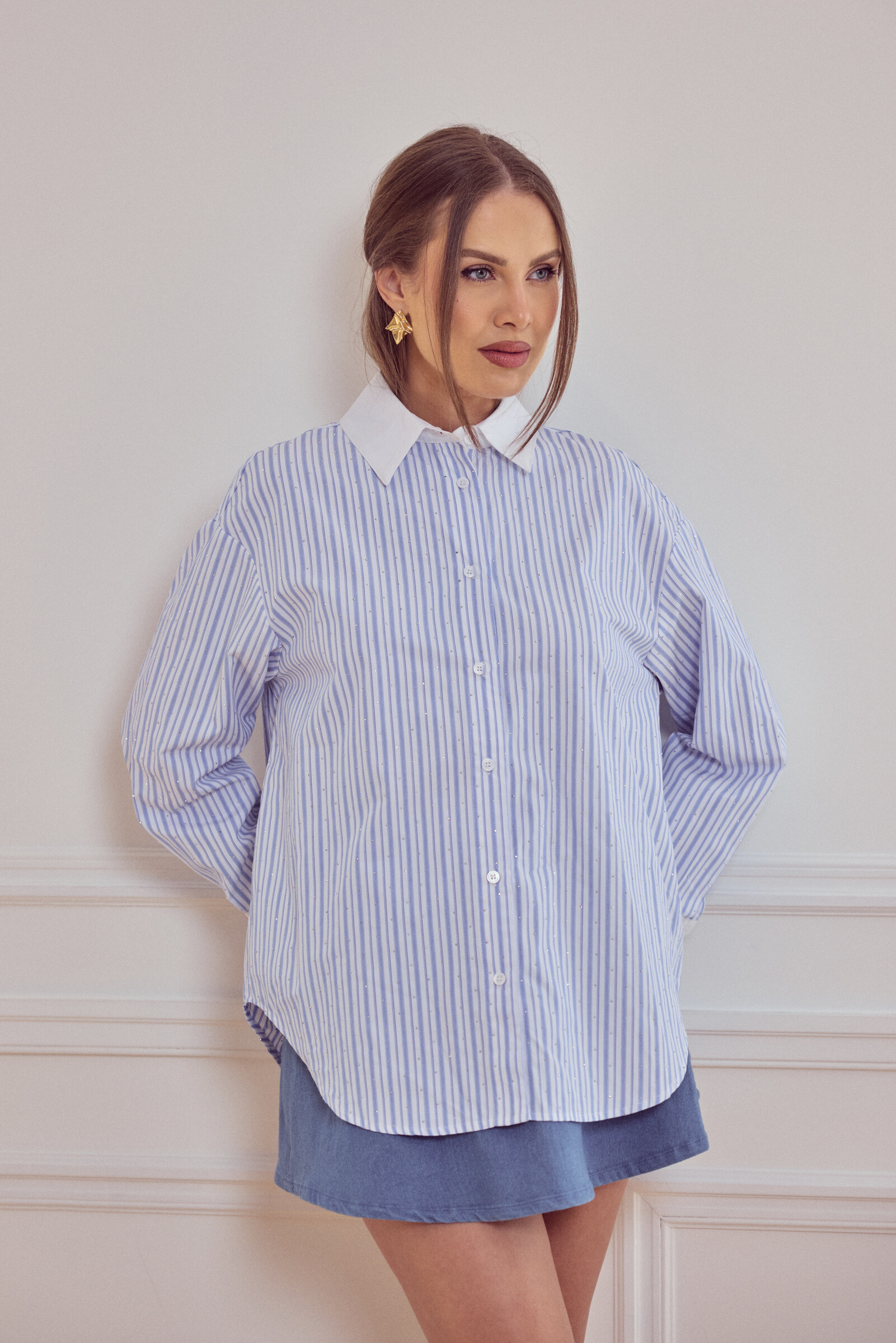 Wholesaler Frime Paris - Striped shirt with rhinestones