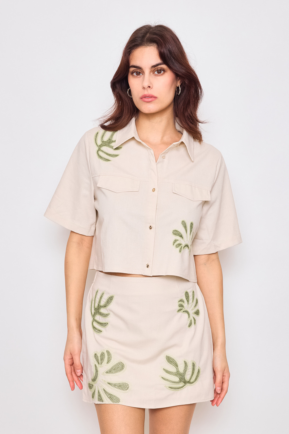 Grossiste Frime Paris - Chemise courte brodée manches courtes