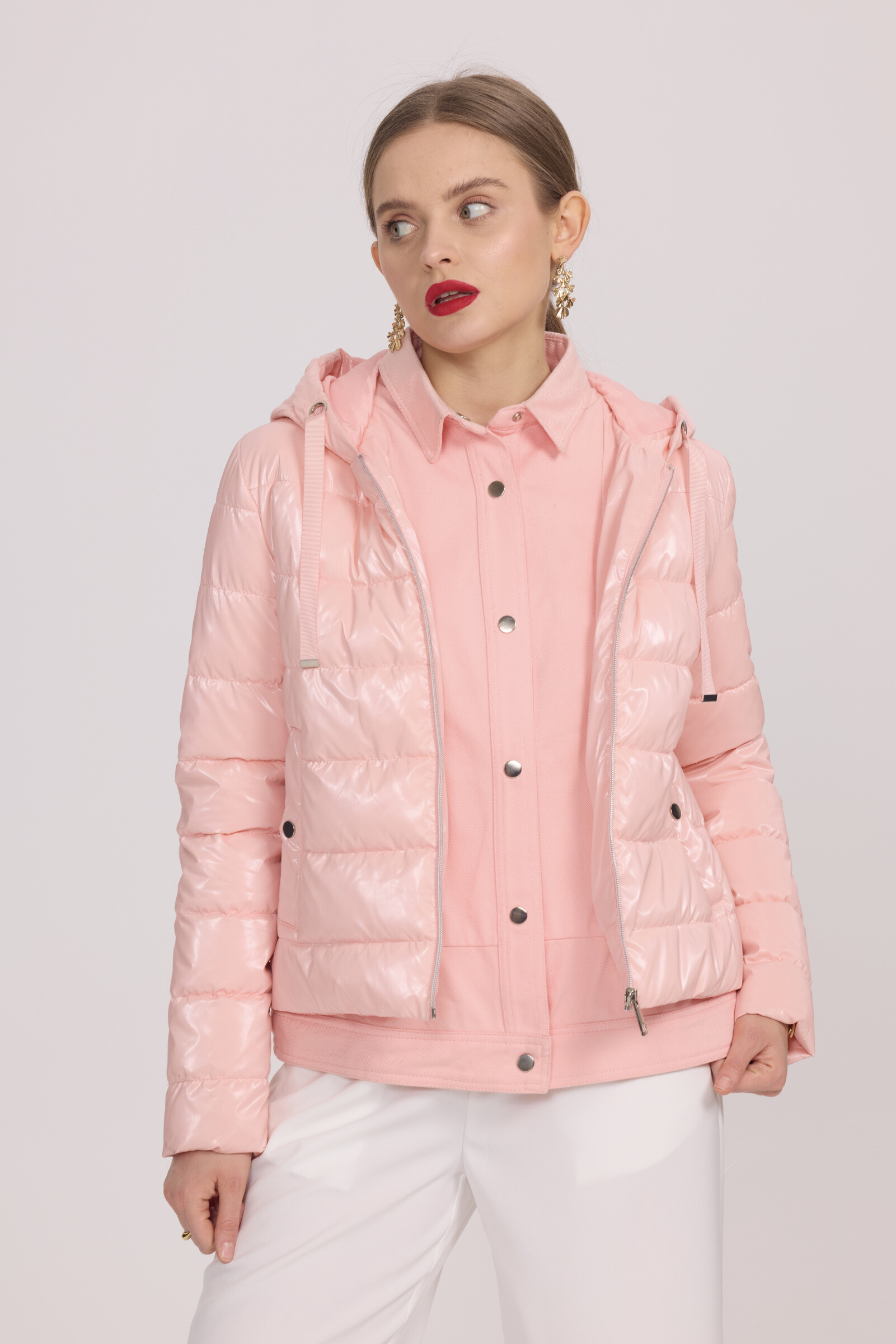 Grossista Frime Paris - Piumino in denim bimateriale con cappuccio