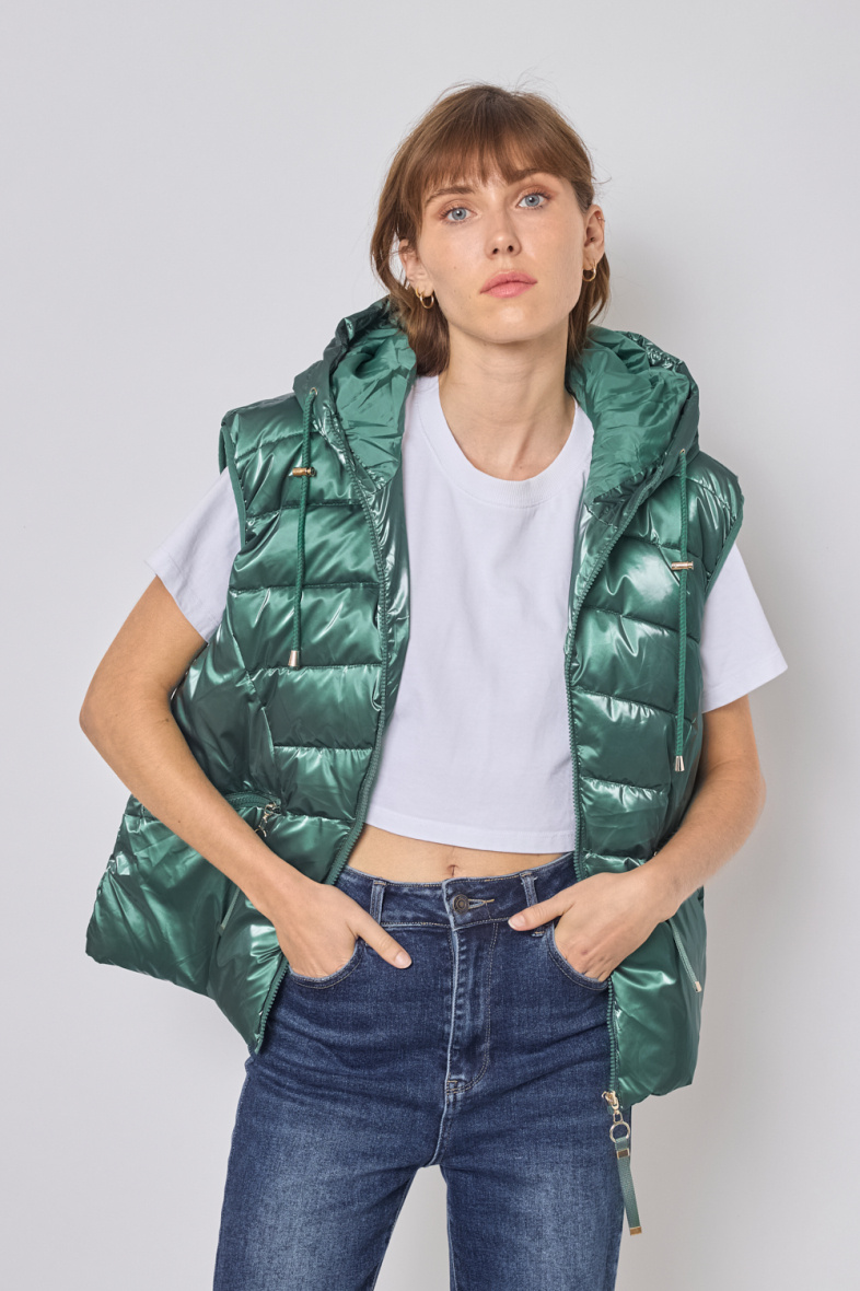 Grossiste Frime Paris - Doudoune brillante sans manches
