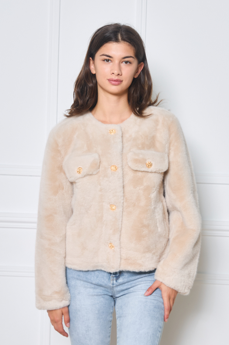 Wholesaler Frime Paris - Frime faux fur down jacket with pockets