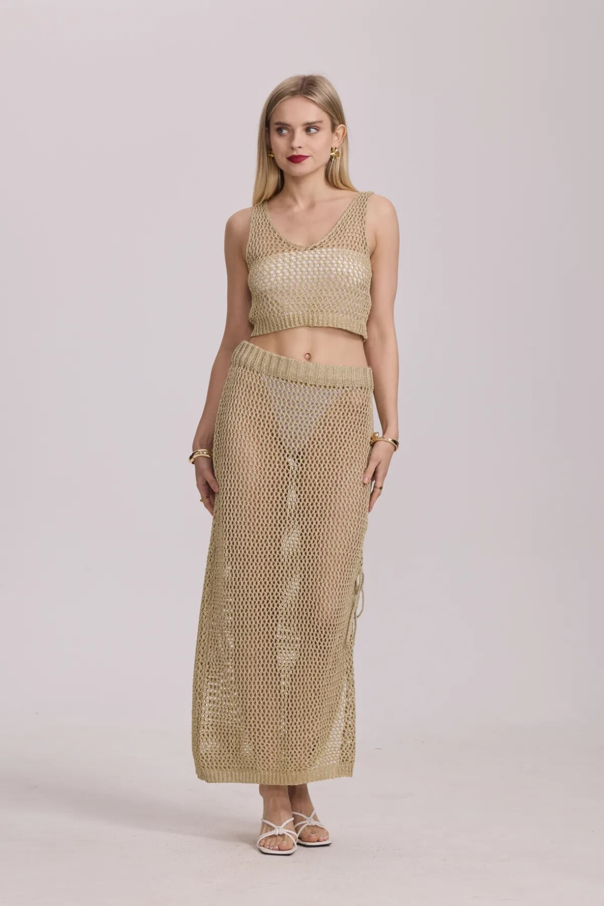 Grossiste Frime Paris - Ensemble crochet – top court & jupe longue filet