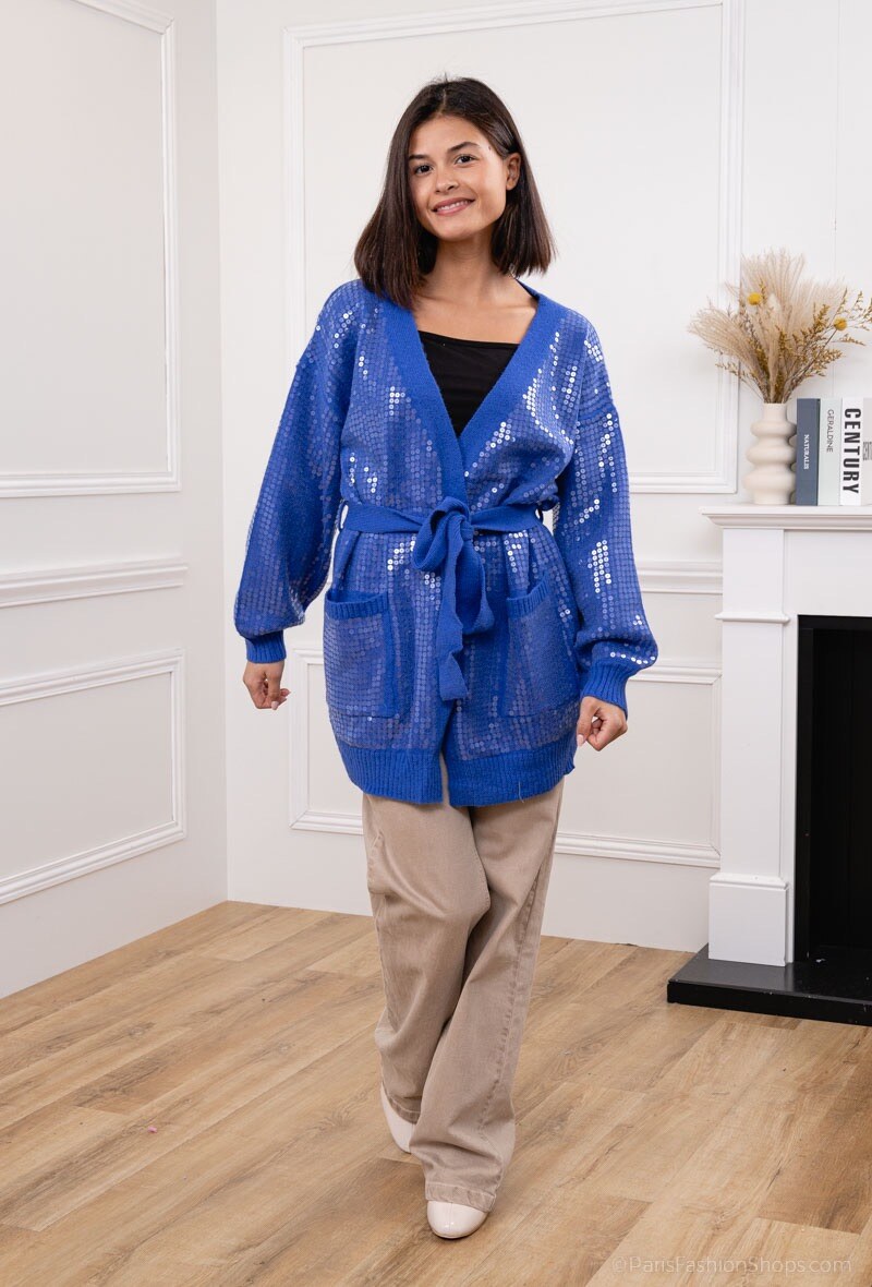 Großhändler Frime Paris - Langer Pailletten-Cardigan