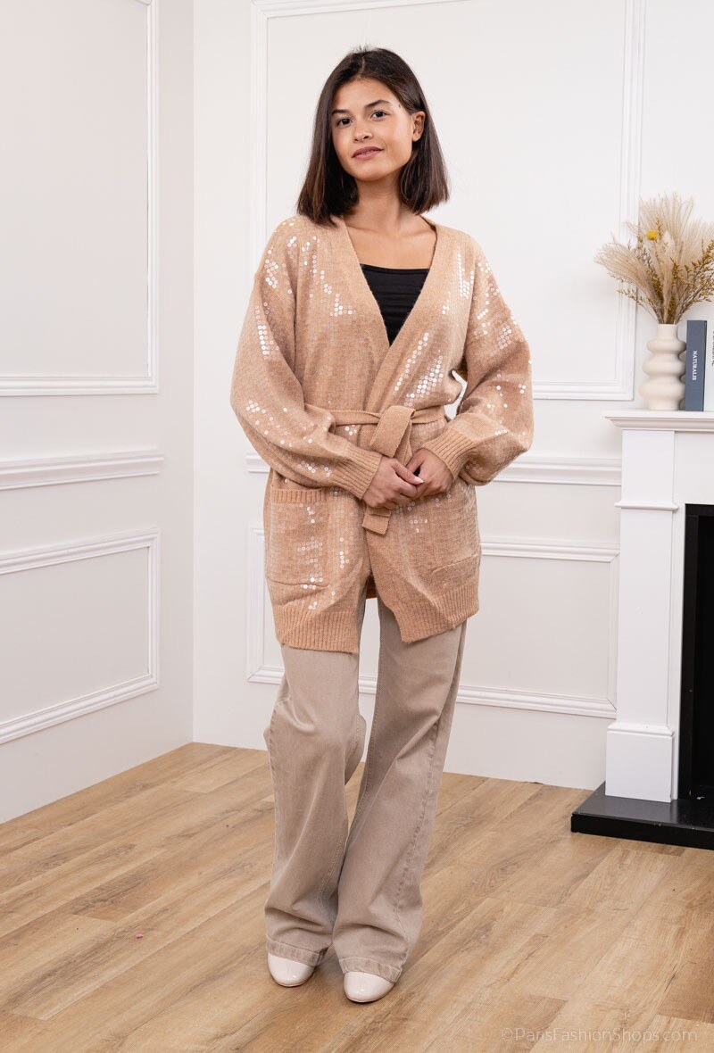 Großhändler Frime Paris - Langer Pailletten-Cardigan