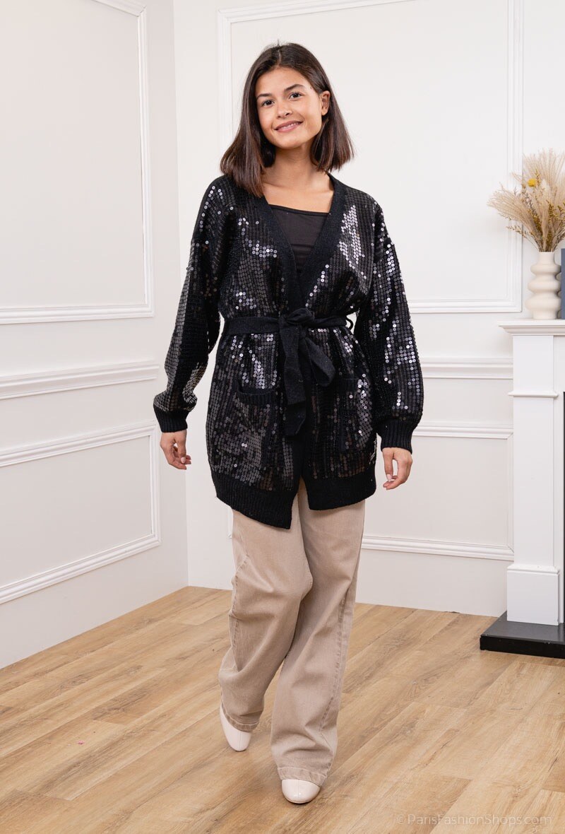 Großhändler Frime Paris - Langer Pailletten-Cardigan