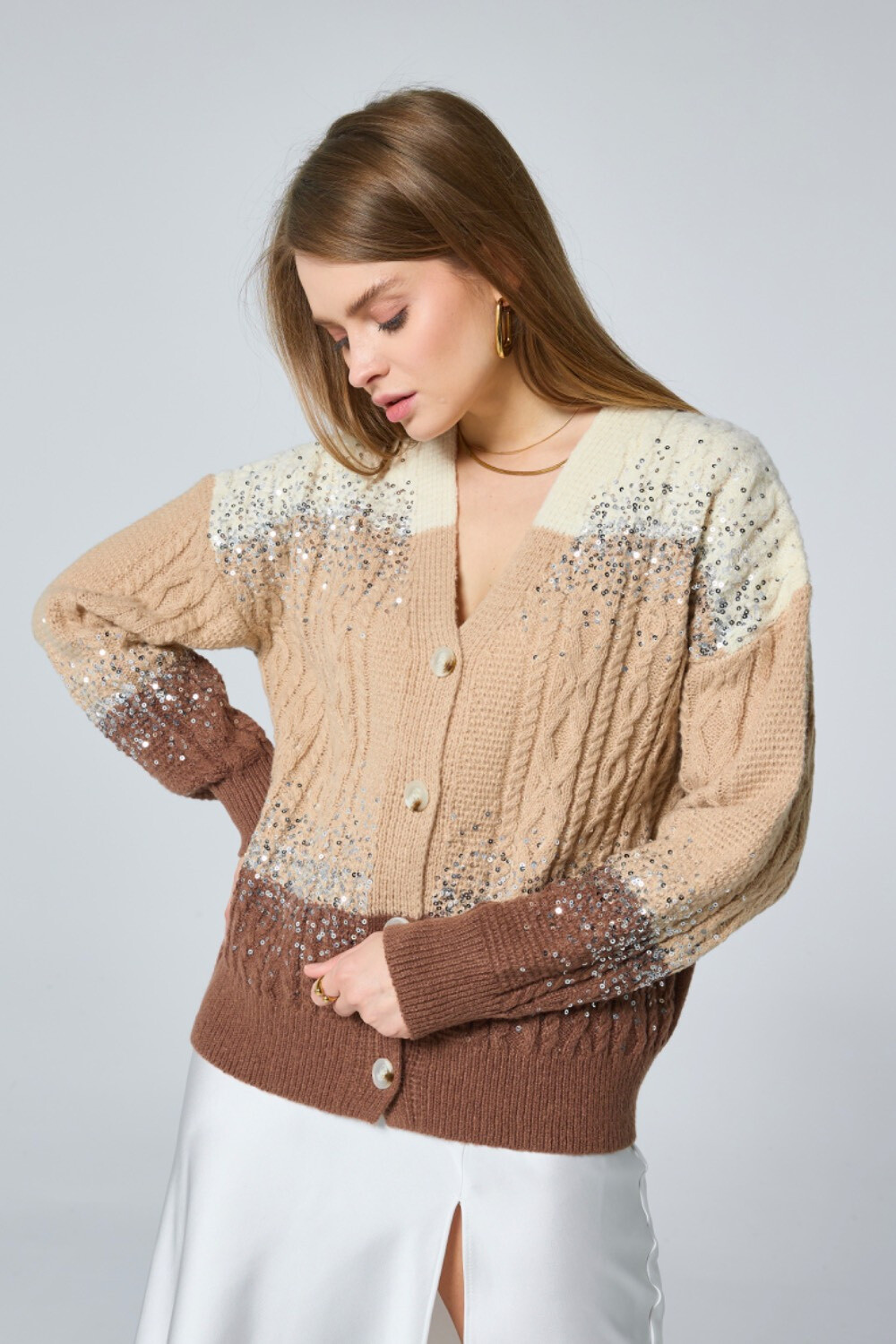 Großhändler Frime Paris - Langarm-Cardigan mit Strasssteinen