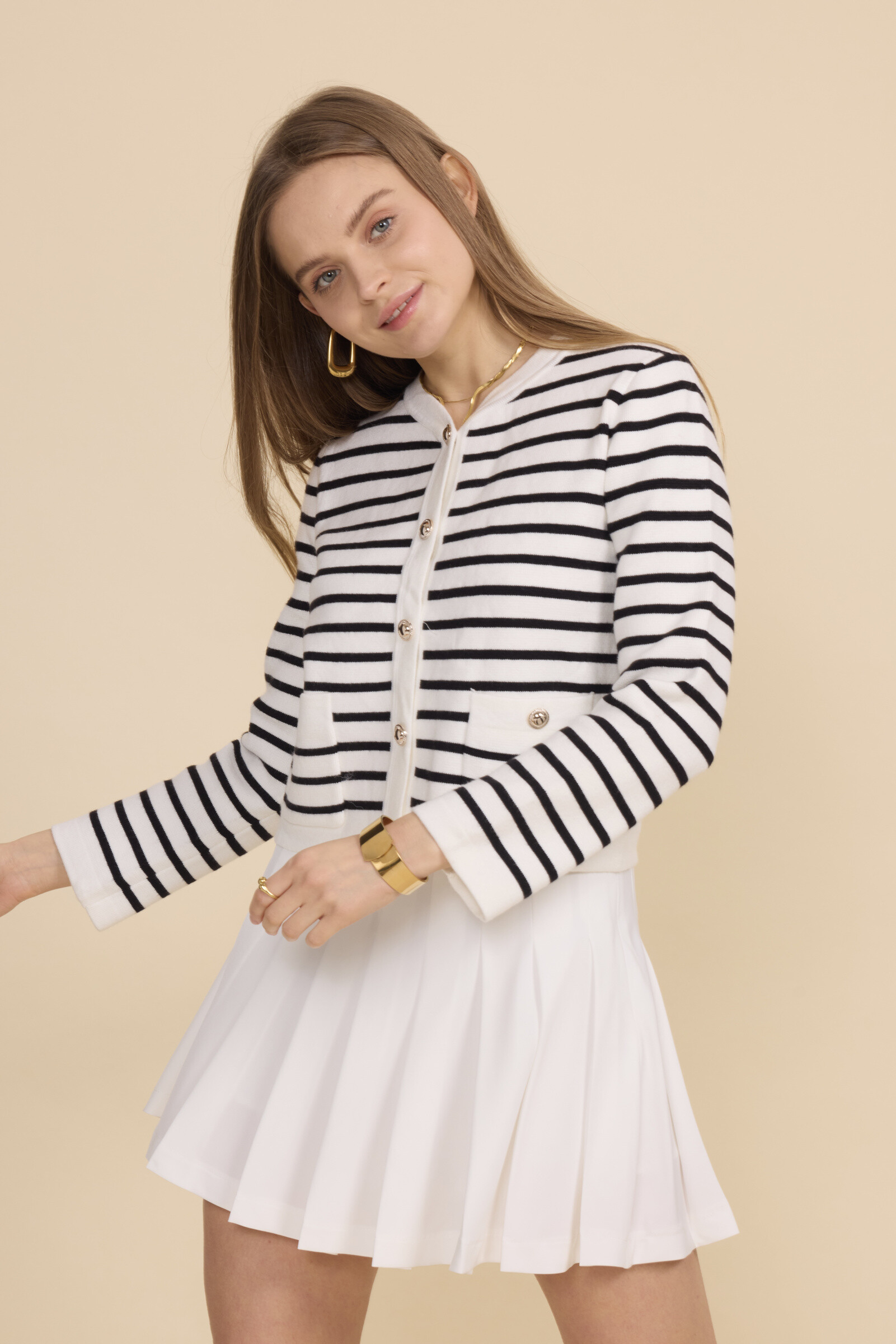 Grossista Frime Paris - Cardigan stile marinaio con bottoni argentati