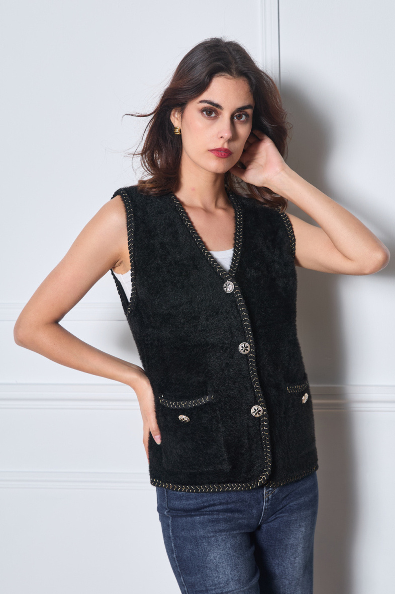 Wholesaler Frime Paris - Sleeveless vest with decorative buttons for women