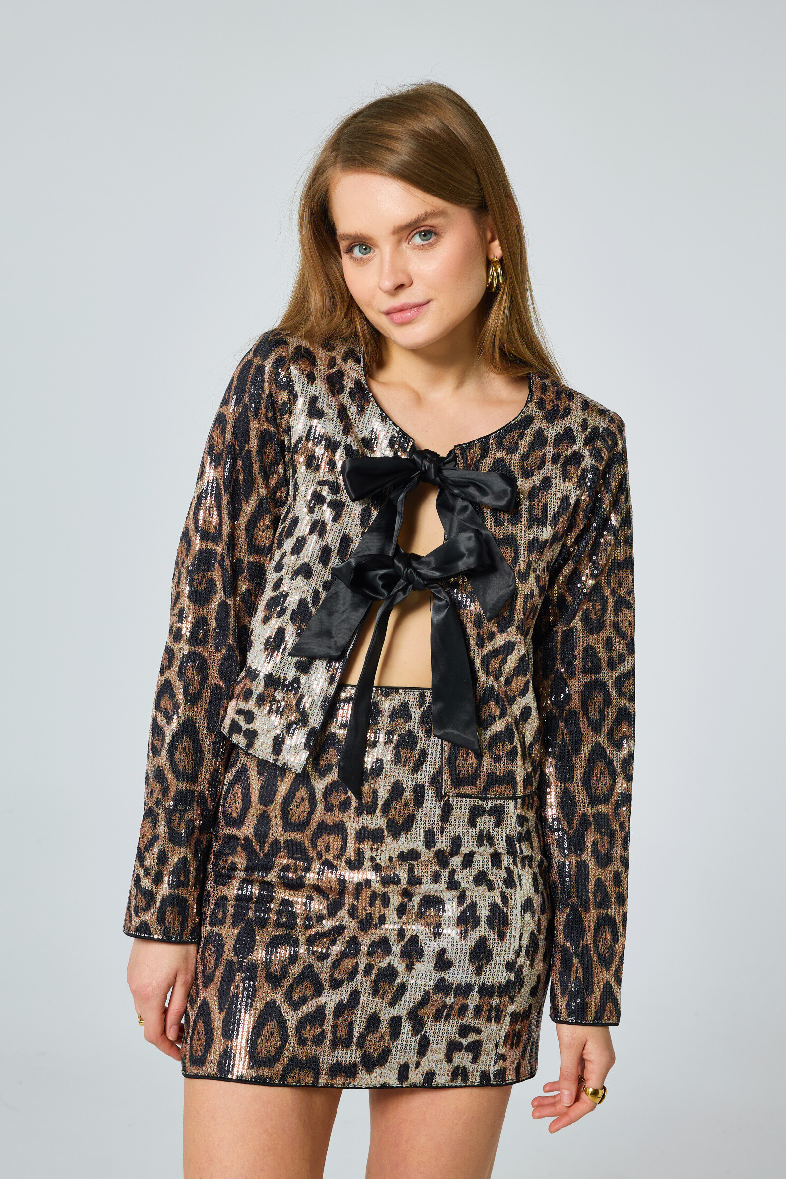Großhändler Frime Paris - Leoparden-Pailletten-Top mit Schleife