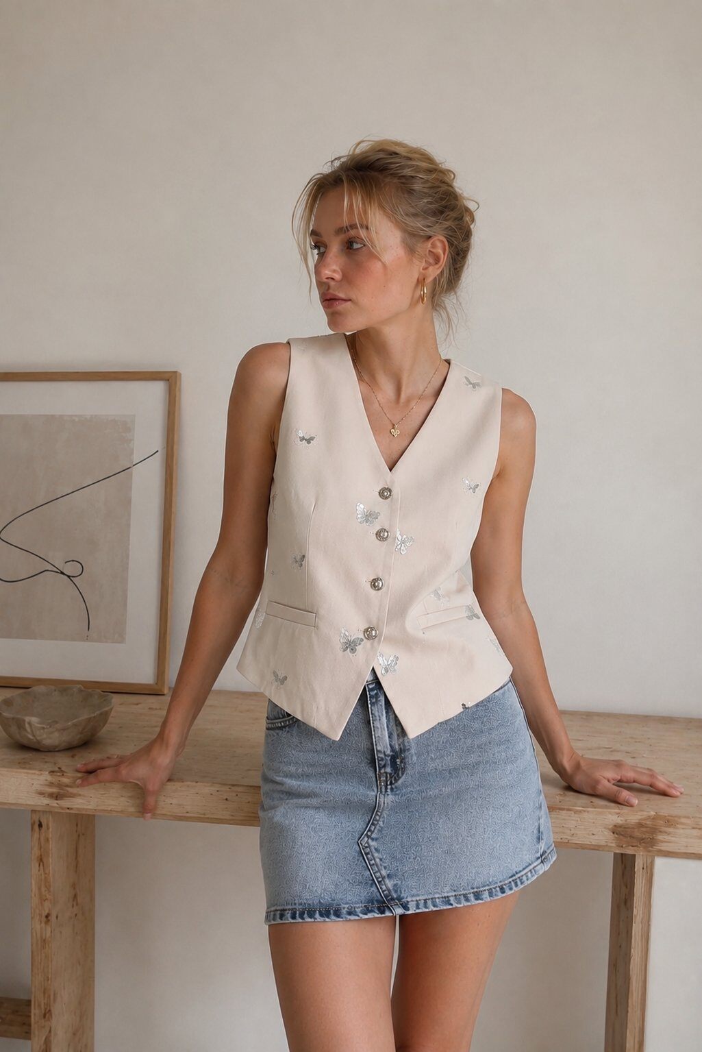 Grossiste Frime Paris - Gilet sans manches à motifs papillons