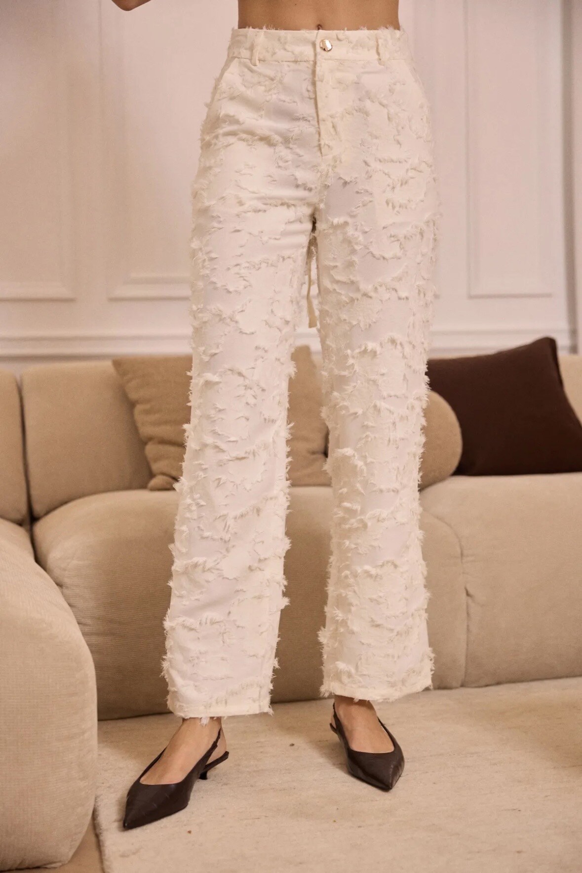 Grossista Frime Paris - Pantaloni dritti testurizzati con effetto sfrangiato