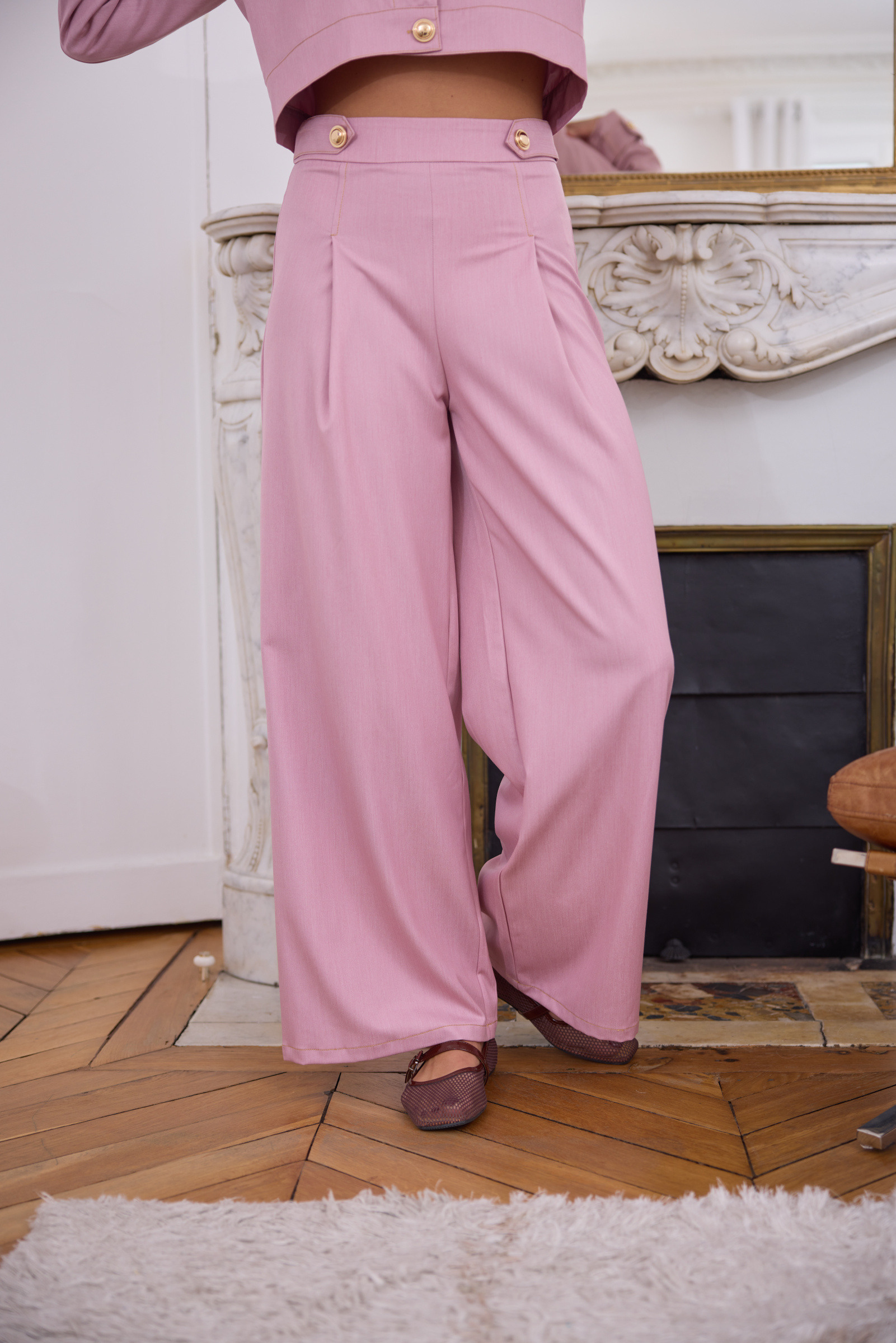 Grossiste Frime Paris - Pantalon fluide à boutons dorés