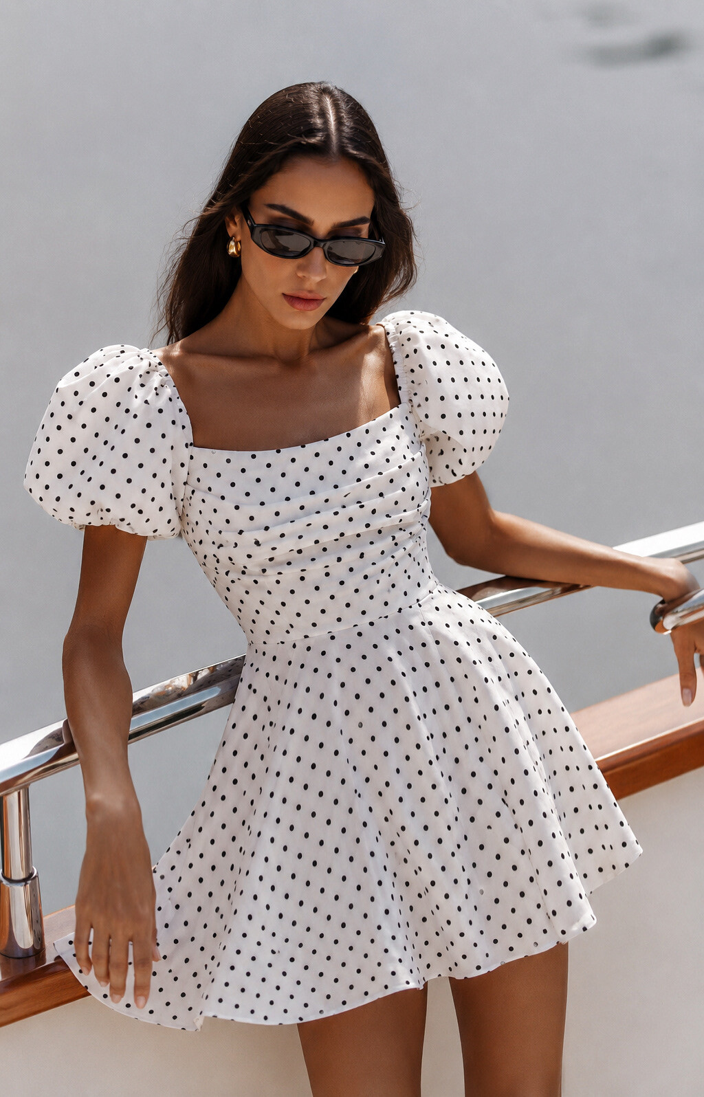 Mayorista Frime Paris - Vestido de lunares con mangas abullonadas