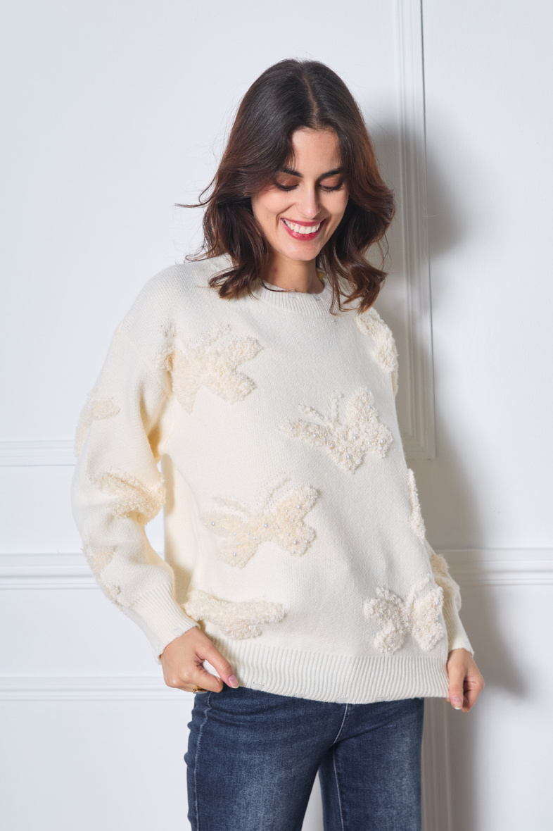 Wholesaler Frime Paris - Sweater with embossed butterfly patterns for women