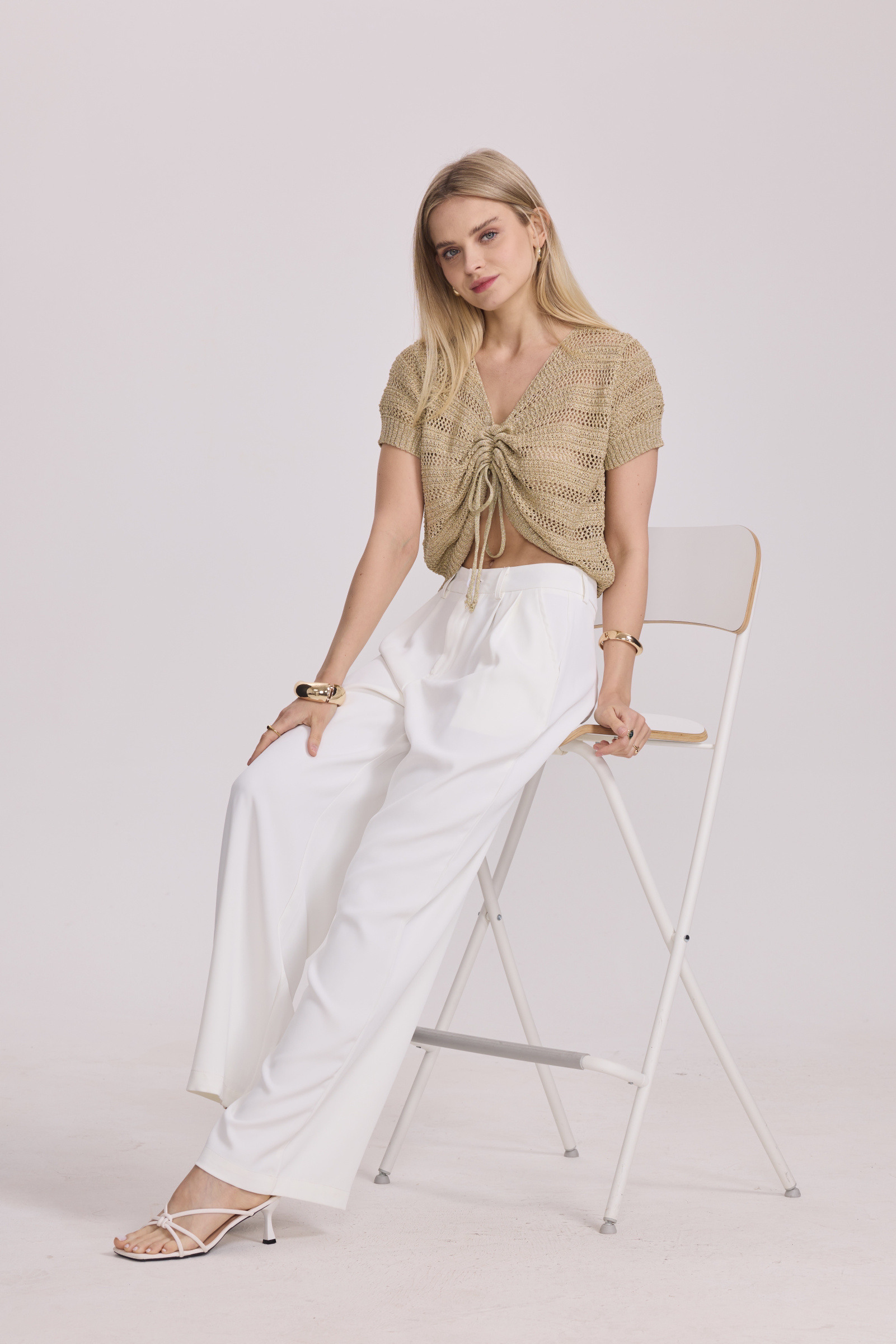 Wholesaler Frime Paris - Metallic Wrap Crop Top