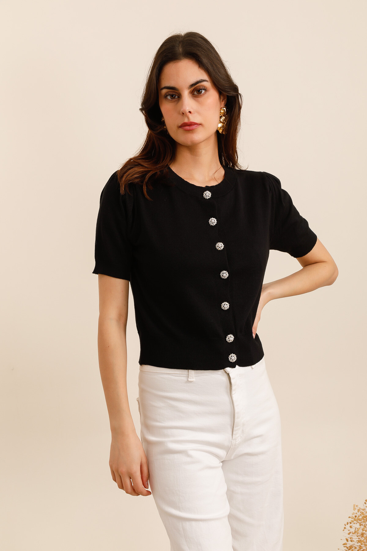 Wholesaler Frime Paris - Fine knit top decorated with fancy buttons