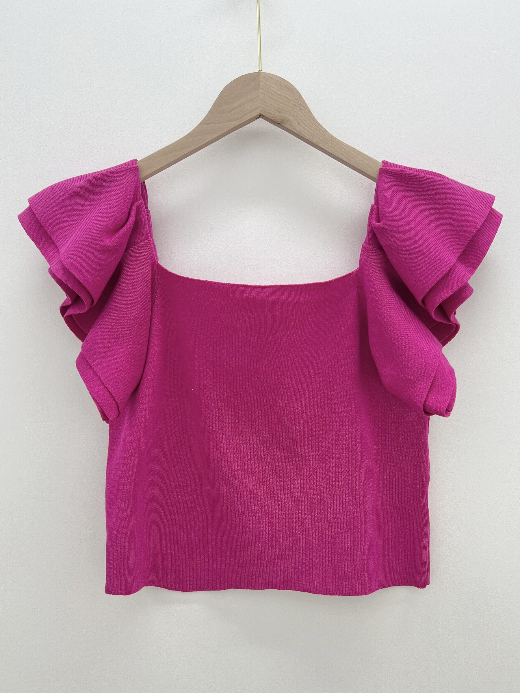 Wholesaler Frime Paris - White top with short ruffled sleeves