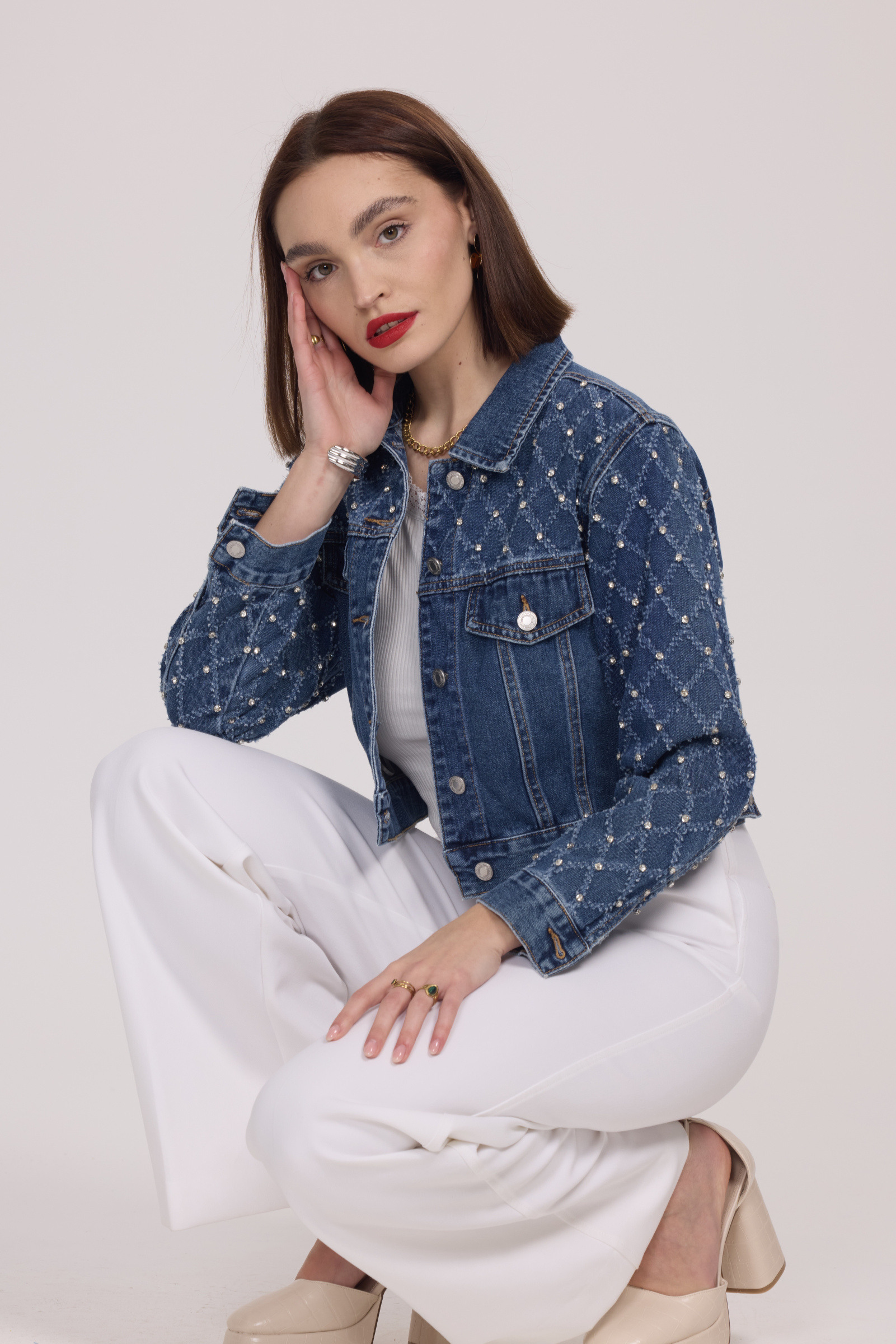 Großhändler Frime Paris - Kurze Jeansjacke mit Strass
