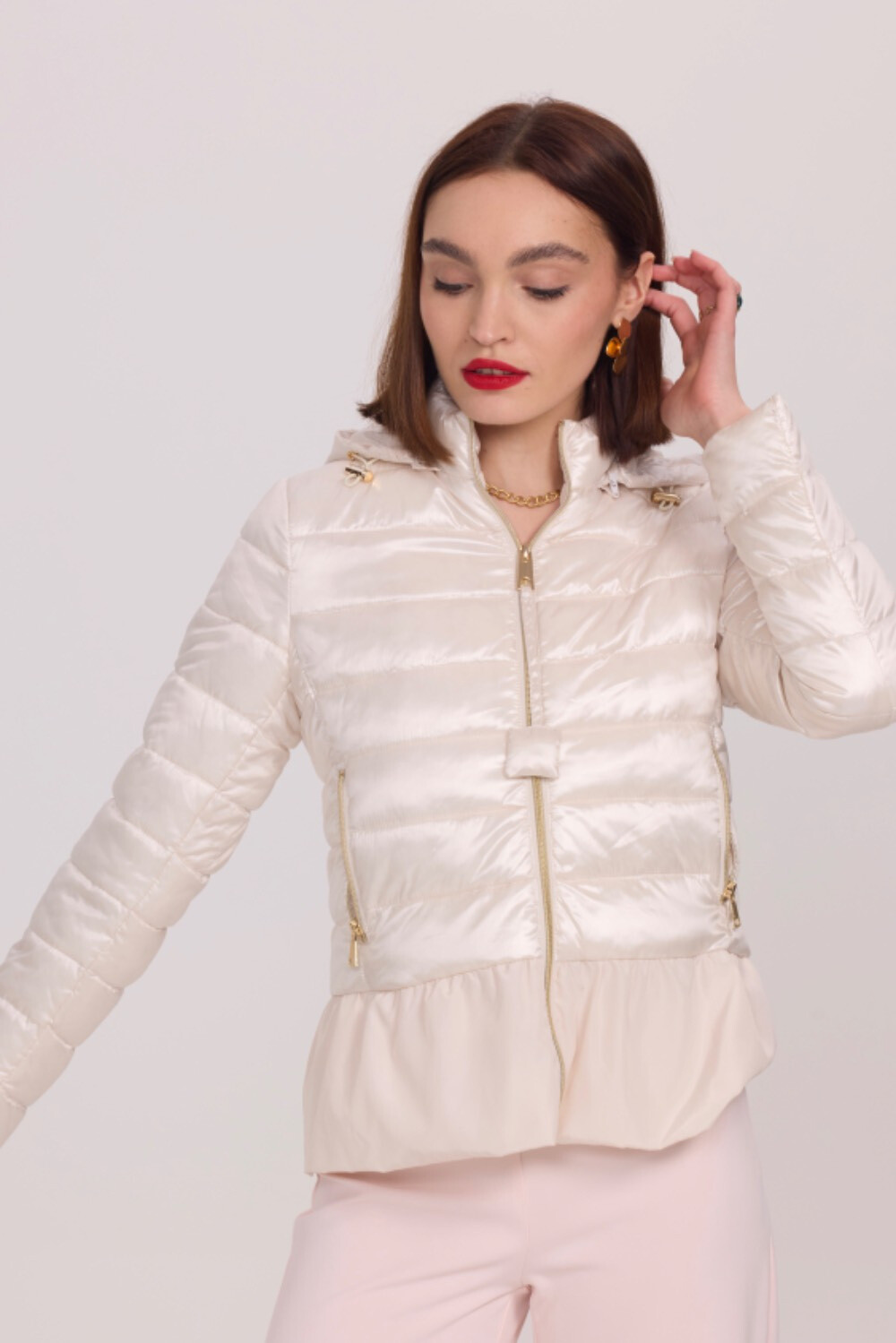 Wholesaler Frime Paris - Shiny quilted down jacket with removable hood