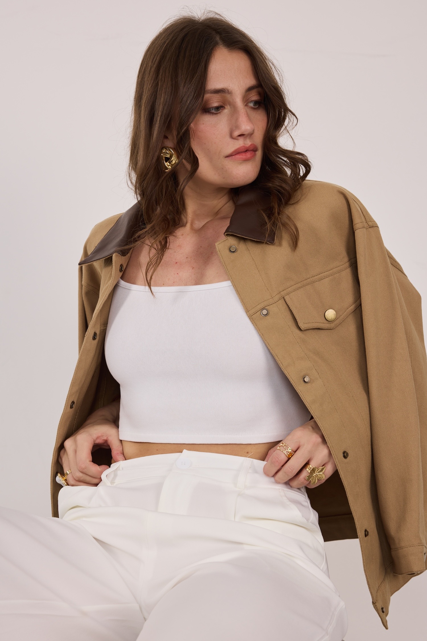 Grossiste Frime Paris - Veste en jeans avec col en cuir