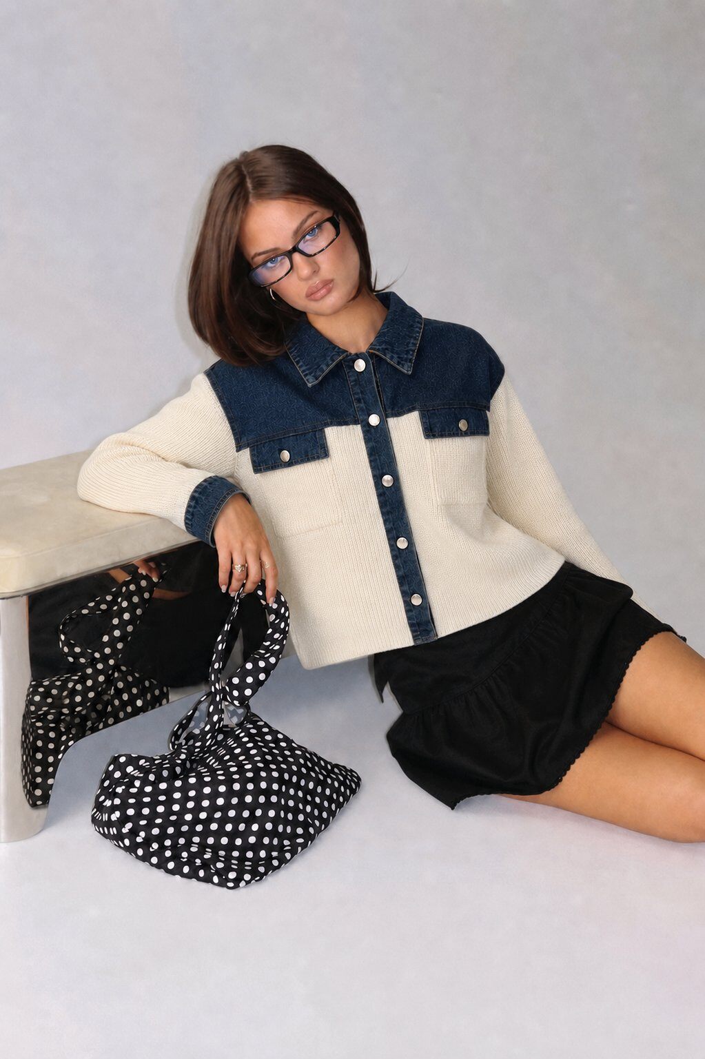 Grossiste Frime Paris - Veste bi-matière denim