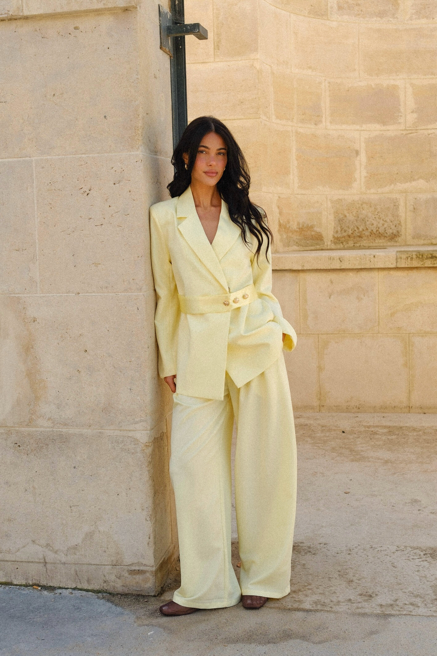 Grossiste Frime Paris - Blazer oversize avec ceinture satin