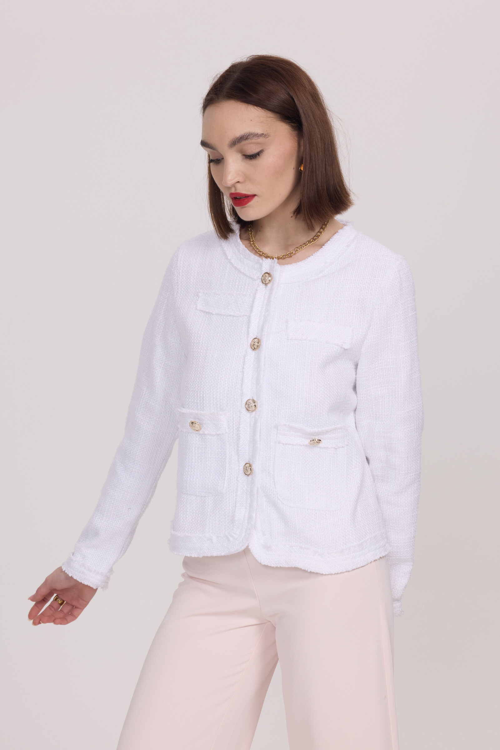 Grossiste Frime Paris - Veste en tweed à boutons dorés
