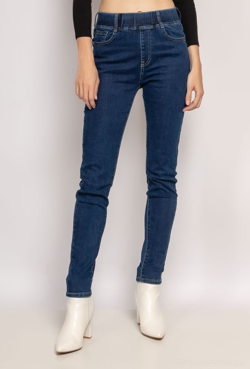 Großhändler G-Smack - blaue Jeggings ohne Knopf, große Größe