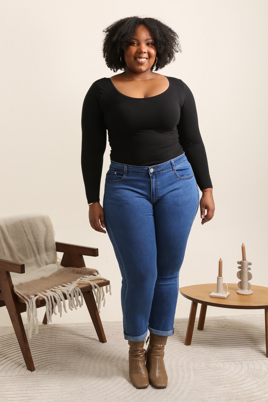 Wholesaler G-Smack - large size blue straight jeans