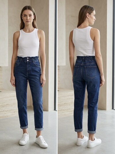 Grossista G-Smack - jeans blu mom fit a vita alta in taglia grande Grossista G-Smack - jeans blu mom fit a vita alta in taglia grande