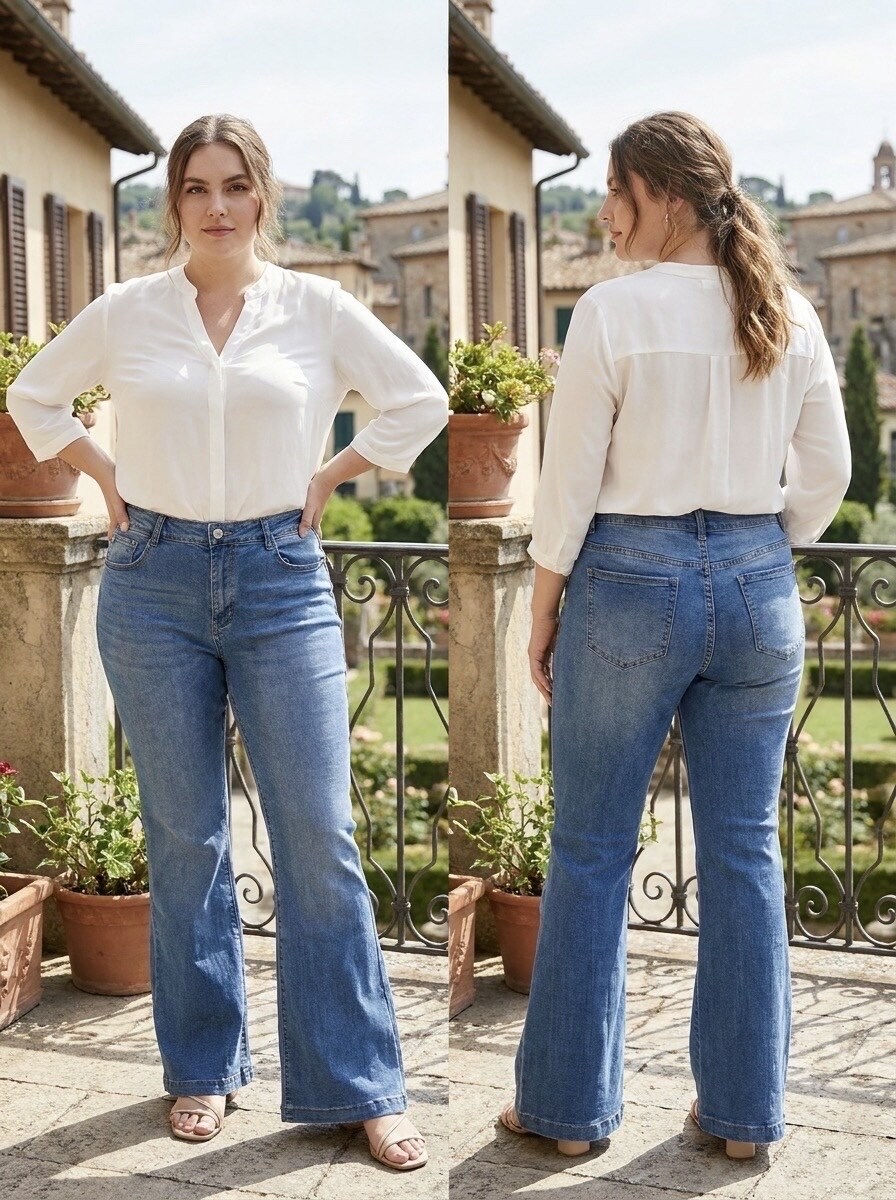 Großhändler G-Smack - Blaue Schlagjeans in Supergröße