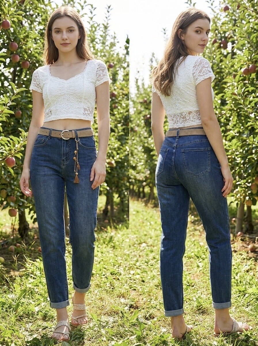 Wholesaler G-Smack - blue mom fit jeans with belt