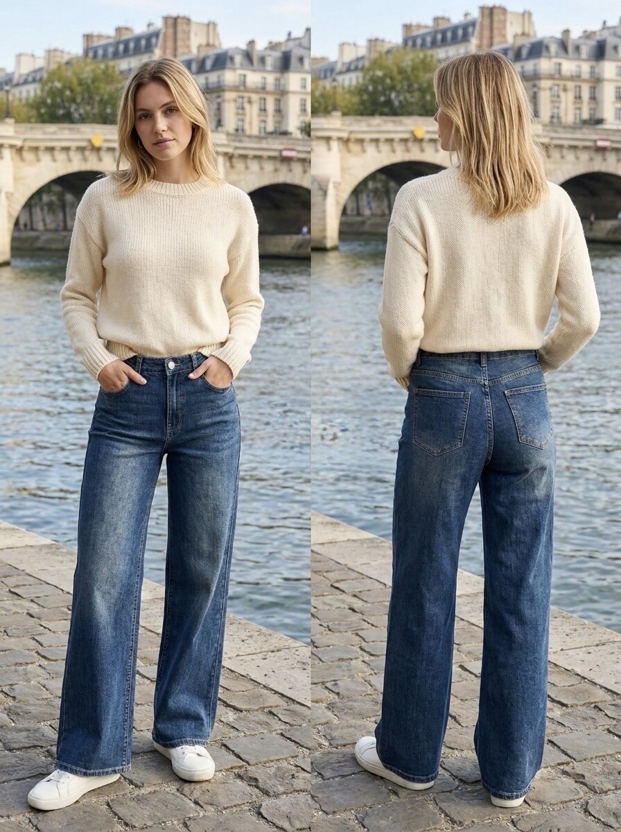 Mayorista G-Smack - Jeans azul de pierna ancha