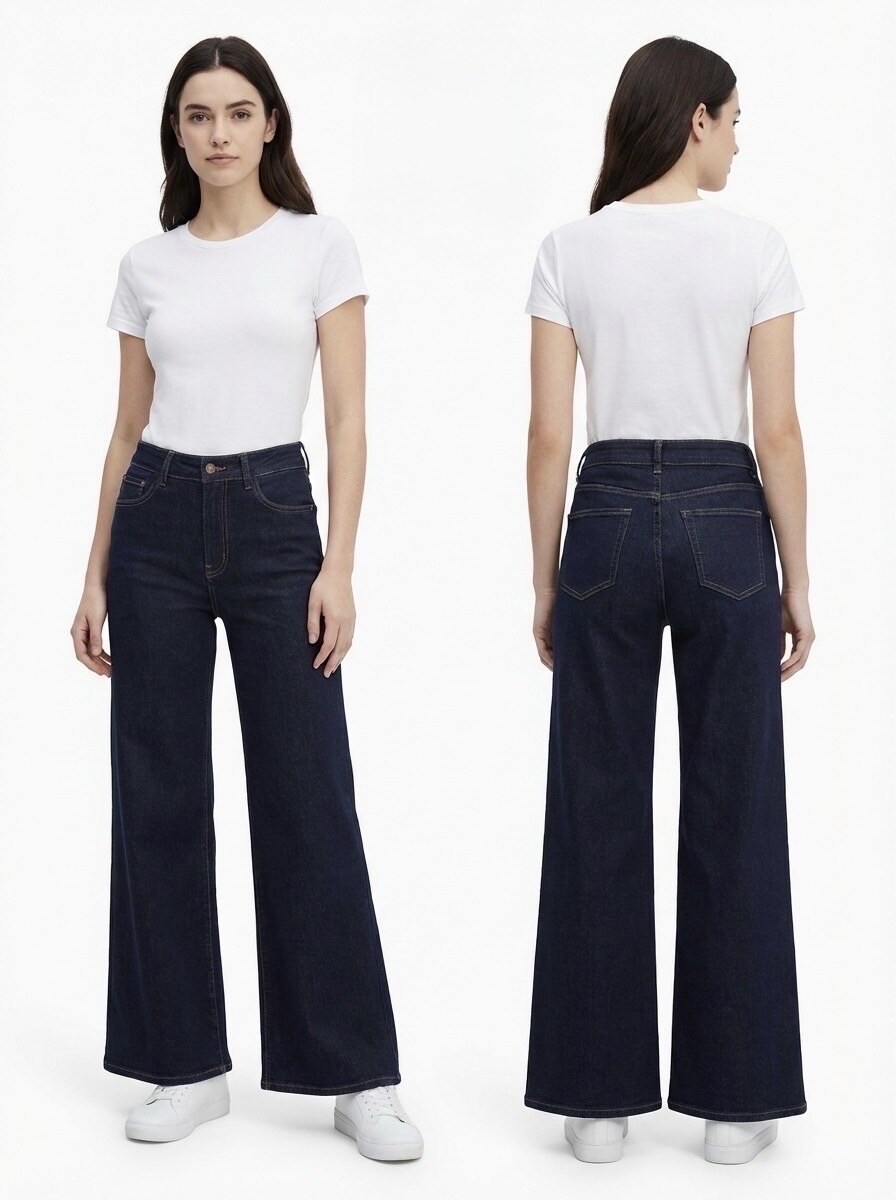 Wholesaler G-Smack - Black wide-leg jeans in plus size