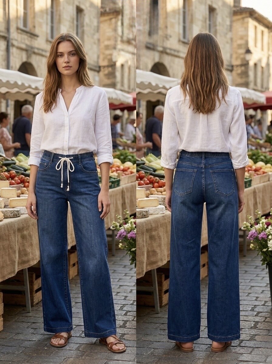 Wholesaler G-Smack - extra wide leg blue jeggings in super size