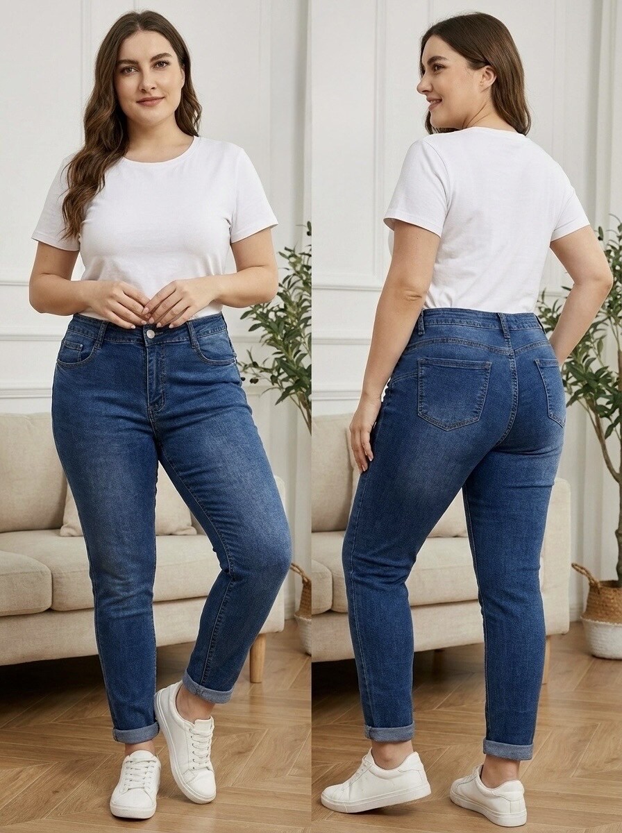 Wholesaler G-Smack - Blue slim push-up jeans in super size