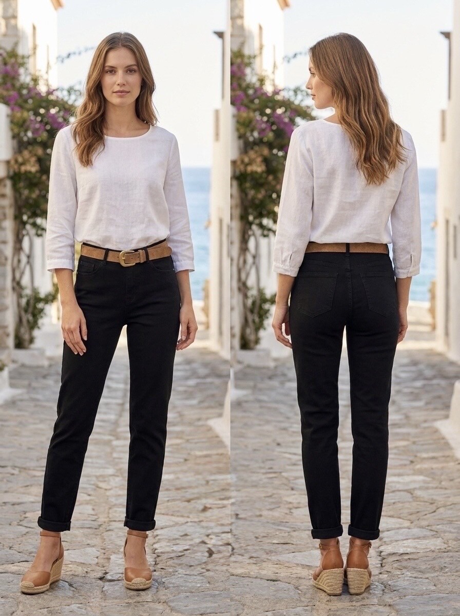 Grossiste G-Smack - Jeans noir mom fit avec ceinture en grande taille