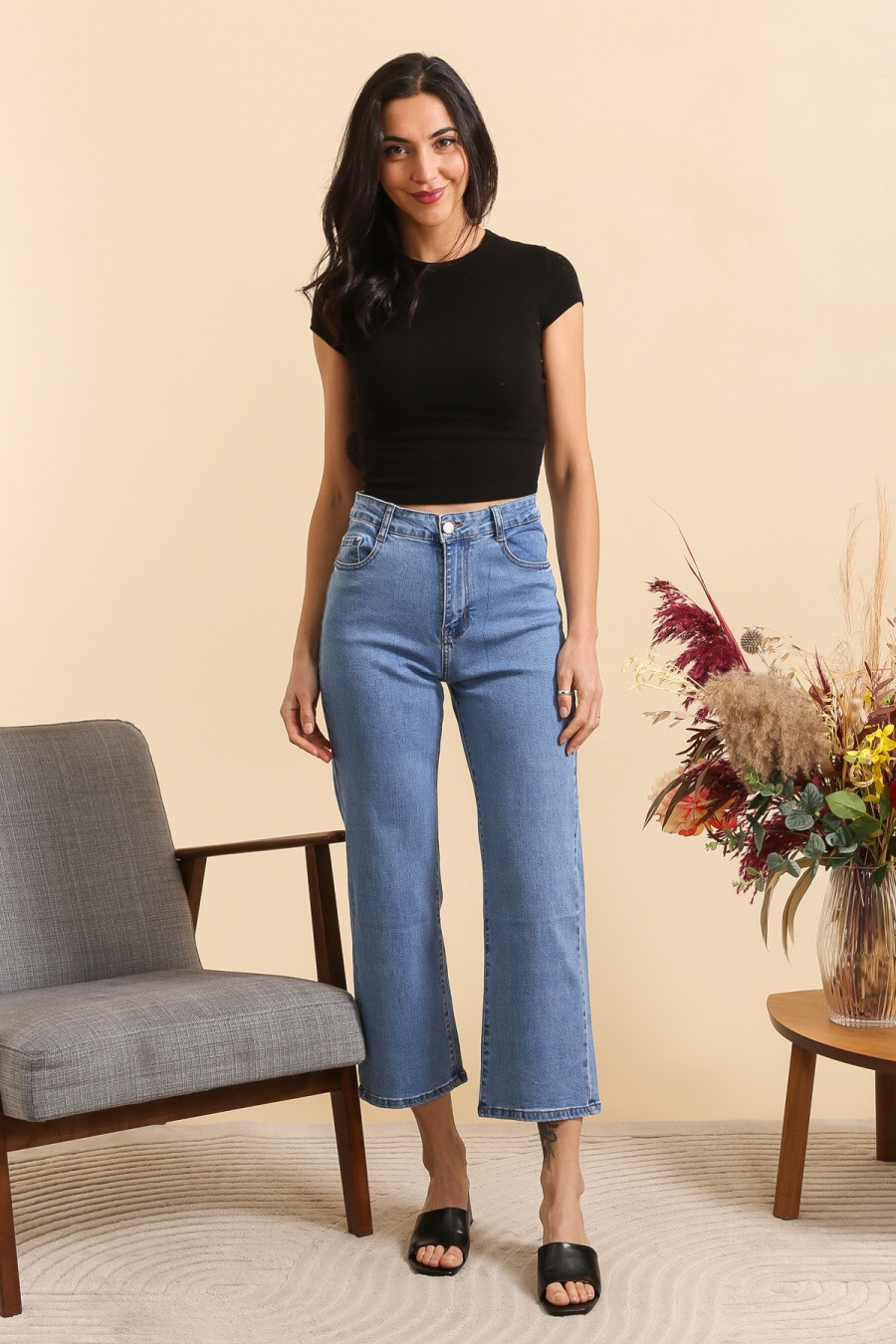 Wholesaler G-Smack - blue wide leg jeans 7/8 large size