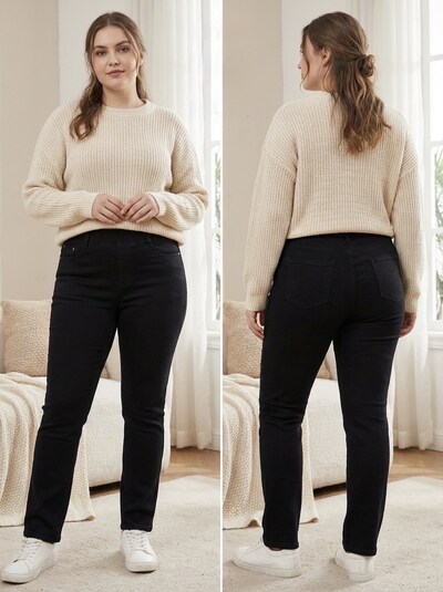 Grossista G-Smack - jeggings neri a gamba dritta in taglia grande Grossista G-Smack - jeggings neri a gamba dritta in taglia grande