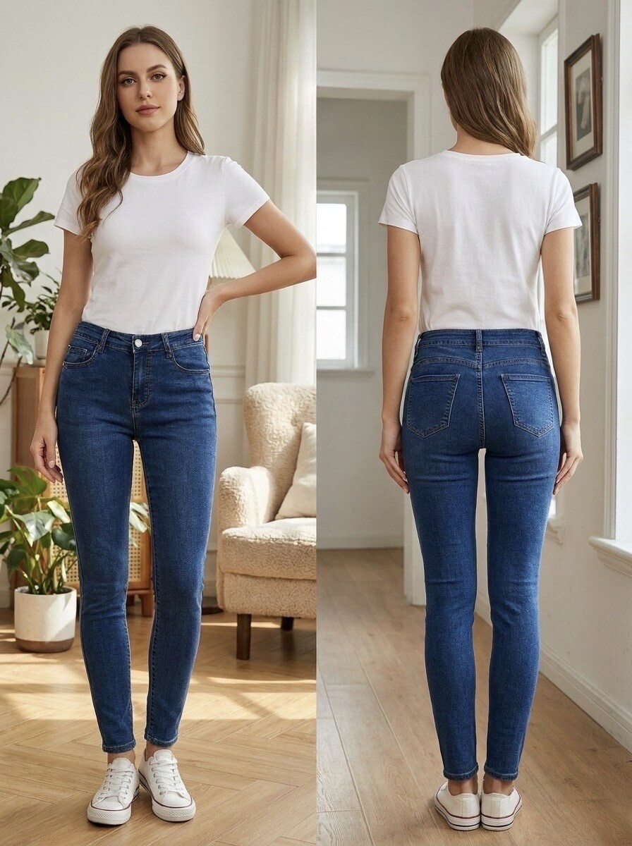 Großhändler G-Smack - blaue Slim-Fit Push-up-Jeans in großen Größen